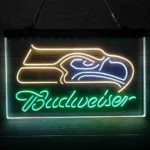 Seattle Seahawks Neon Sign Detailed Budweiser 3 Color 1