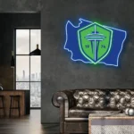 Seattle Sounders Neon Sign Fc Washington State Map 1
