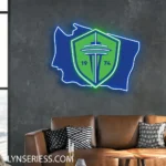 Seattle Sounders Neon Sign Fc Washington State Map 1