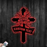 Spiritual Religious Metal Sign Custom Floral Cross 1