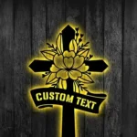 Spiritual Religious Metal Sign Custom Floral Cross 1