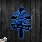 Spiritual Religious Metal Sign Custom Floral Cross 1