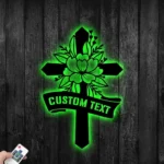 Spiritual Religious Metal Sign Custom Floral Cross 1