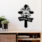 Spiritual Religious Metal Sign Custom Floral Cross 1