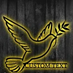 Spiritual Religious Metal Sign Dove Of Stillness Olive Branch 1