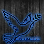 Spiritual Religious Metal Sign Dove Of Stillness Olive Branch 1