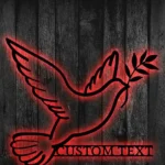 Spiritual Religious Metal Sign Dove Of Stillness Olive Branch 1