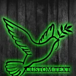 Spiritual Religious Metal Sign Dove Of Stillness Olive Branch 1