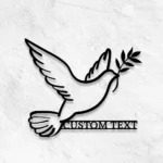 Spiritual Religious Metal Sign Dove Of Stillness Olive Branch 1
