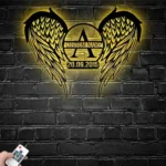 Spiritual Religious Metal Sign Personalized Angel Wings Name Date 1