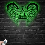 Spiritual Religious Metal Sign Personalized Angel Wings Name Date 1