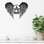 Spiritual Religious Metal Sign Personalized Angel Wings Name Date 1