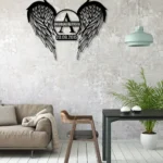 Spiritual Religious Metal Sign Personalized Angel Wings Name Date 1