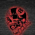 Sports Metal Sign Custom American Flag Billiard Skull 1