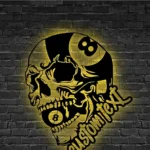 Sports Metal Sign Custom American Flag Billiard Skull 1