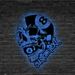 Sports Metal Sign Custom American Flag Billiard Skull 1