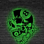 Sports Metal Sign Custom American Flag Billiard Skull 1