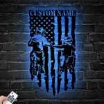 Sports Metal Sign Custom American Flag Father Daughter Motocross Biker 1