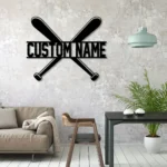 Sports Metal Sign Custom Bat Baseball 1