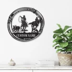 Sports Metal Sign Custom Cowboy Roping 1