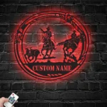 Sports Metal Sign Custom Cowboy Roping 1