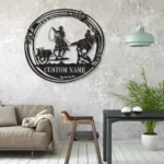 Sports Metal Sign Custom Cowboy Roping 1
