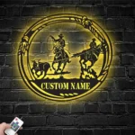 Sports Metal Sign Custom Cowboy Roping 1
