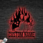 Sports Metal Sign Custom Fire Bowling 1