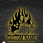 Sports Metal Sign Custom Fire Bowling 1