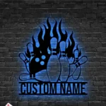 Sports Metal Sign Custom Fire Bowling 1