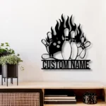 Sports Metal Sign Custom Fire Bowling 1