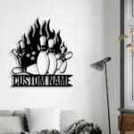 Sports Metal Sign Custom Fire Bowling 1