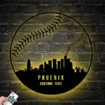 Sports Metal Sign Custom Phoenix Skyline Baseball 1
