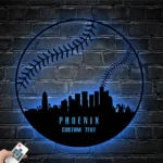Sports Metal Sign Custom Phoenix Skyline Baseball 1
