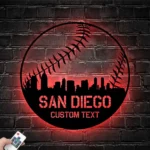 Sports Metal Sign Custom San Diego Skyline Baseball 1