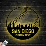 Sports Metal Sign Custom San Diego Skyline Baseball 1