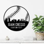 Sports Metal Sign Custom San Diego Skyline Baseball 1