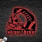 Sports Metal Sign Custom Skull In American Football Helmet 1