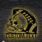 Sports Metal Sign Custom Skull In American Football Helmet 1