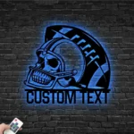 Sports Metal Sign Custom Skull In American Football Helmet 1