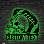 Sports Metal Sign Custom Skull In American Football Helmet 1