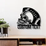 Sports Metal Sign Custom Skull In American Football Helmet 1