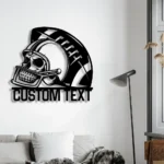 Sports Metal Sign Custom Skull In American Football Helmet 1