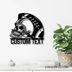 Sports Metal Sign Custom Skull In American Football Helmet 1