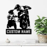 Sports Metal Sign Father And Daughter Enduro Biker 1