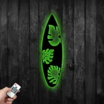 Sports Metal Sign Monstera Leaves Surfboard 1