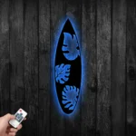 Sports Metal Sign Monstera Leaves Surfboard 1