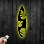 Sports Metal Sign Monstera Leaves Surfboard 1