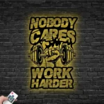 Sports Metal Sign Nobody Cares Trade Harder 1