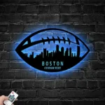 Sports Metal Sign Personalized Boston Skyline American Football Player Name 1
